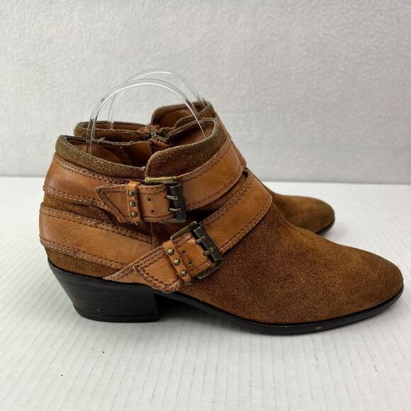 Sam Edelman Boots Womens 7 M Pippen Suede Brown Ankle Double Buckle Detail - Picture 11 of 14